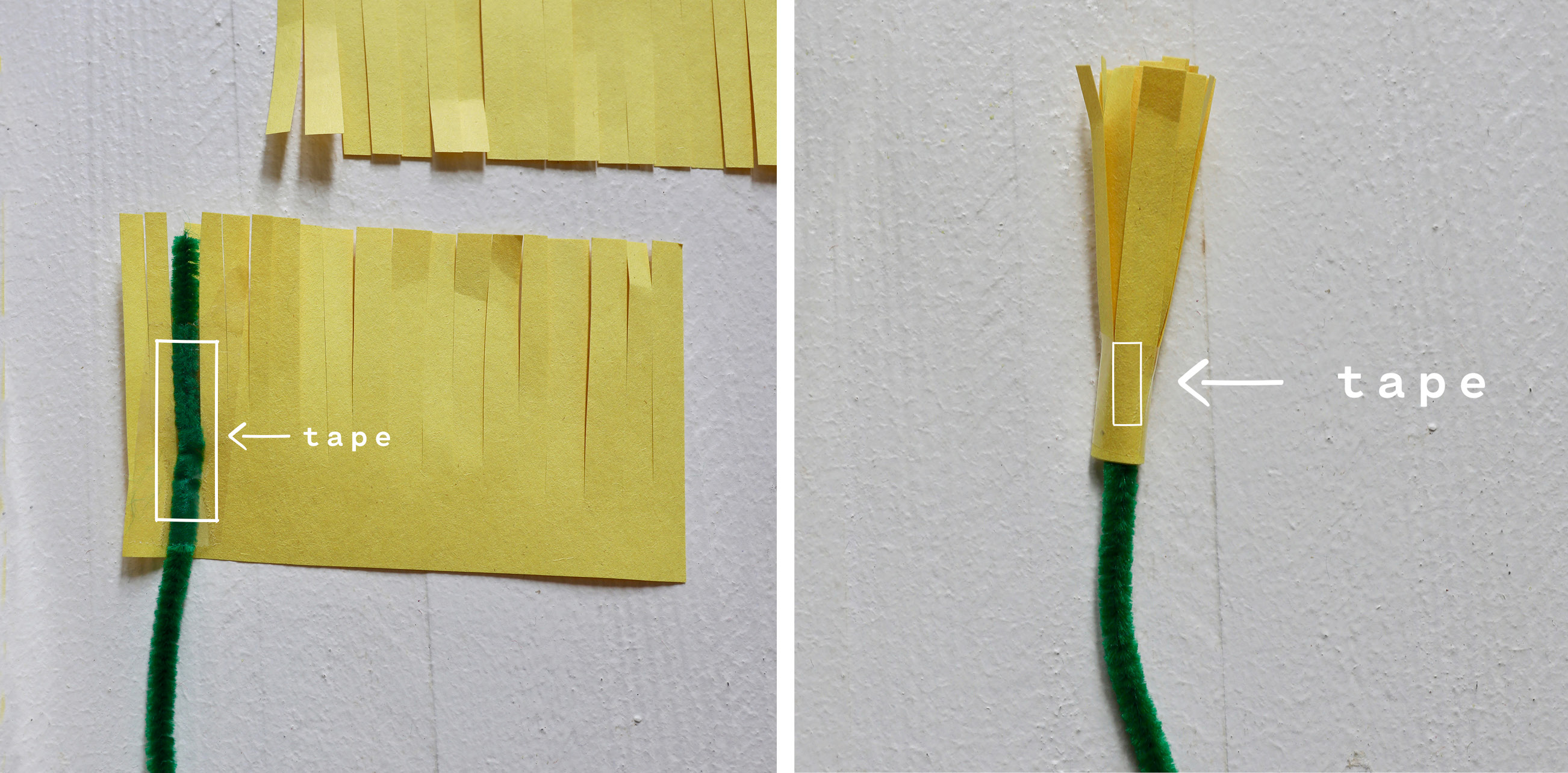 Tape to green pipe cleaner