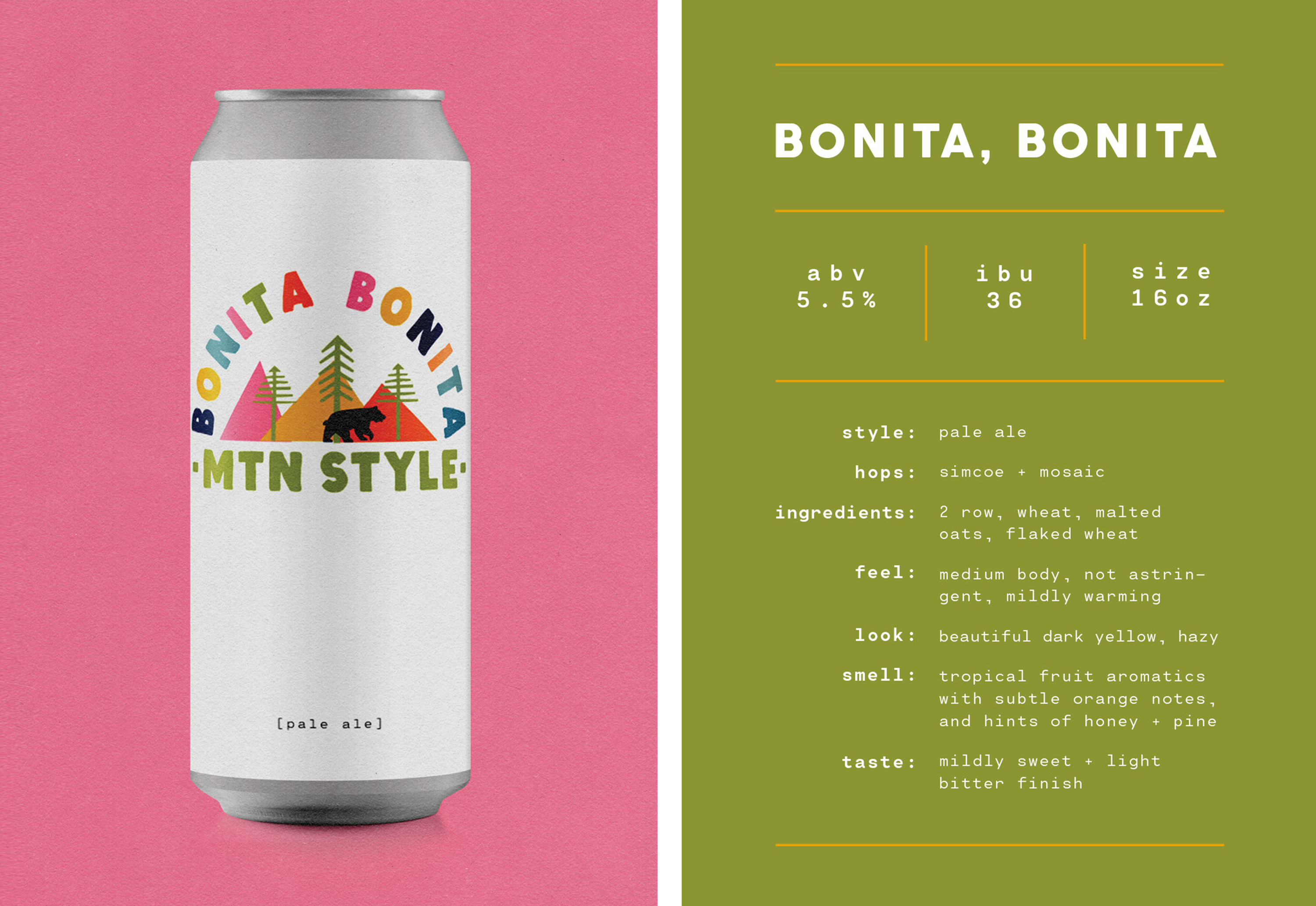 bonita bonita mountain-style pale ale - single can & information