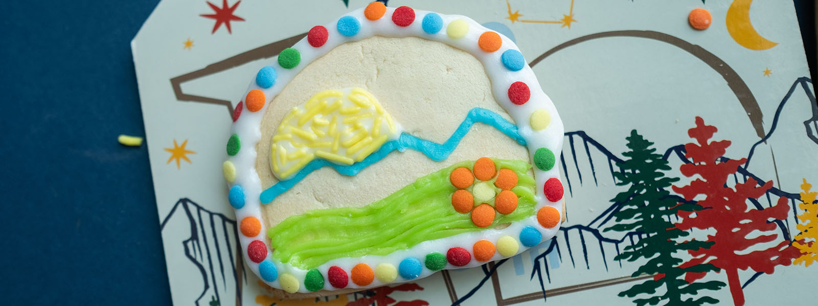 Decorated cookies laying out to dry